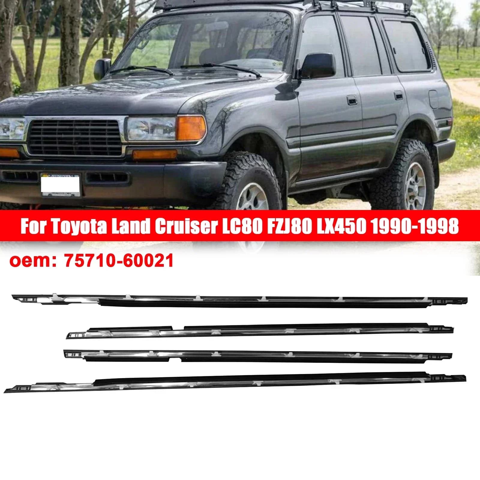 Modanatura della guarnizione del sigillante di gomma della striscia meteorologica della finestra laterale dell'automobile per Toyota Land Cruiser LC80 FZJ80 LX450 1990-1998 7571060021