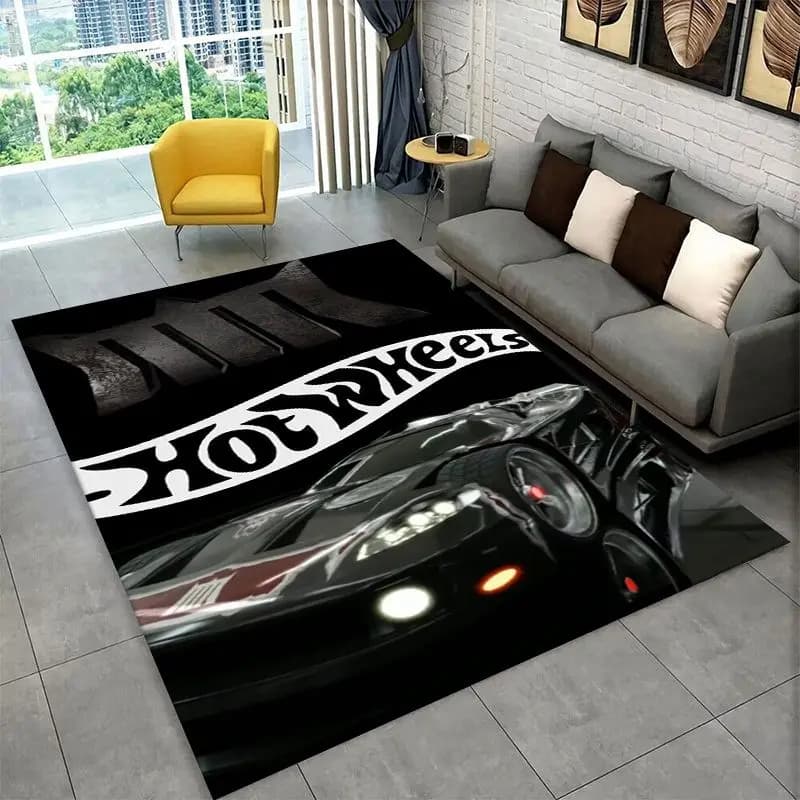 Racing Car H-Hot Wheels MOTO Non-Slip Area Rug for Living Room,Bedroom,Playroom,Soft Carpet Floor Mat Home Decor Rug Room