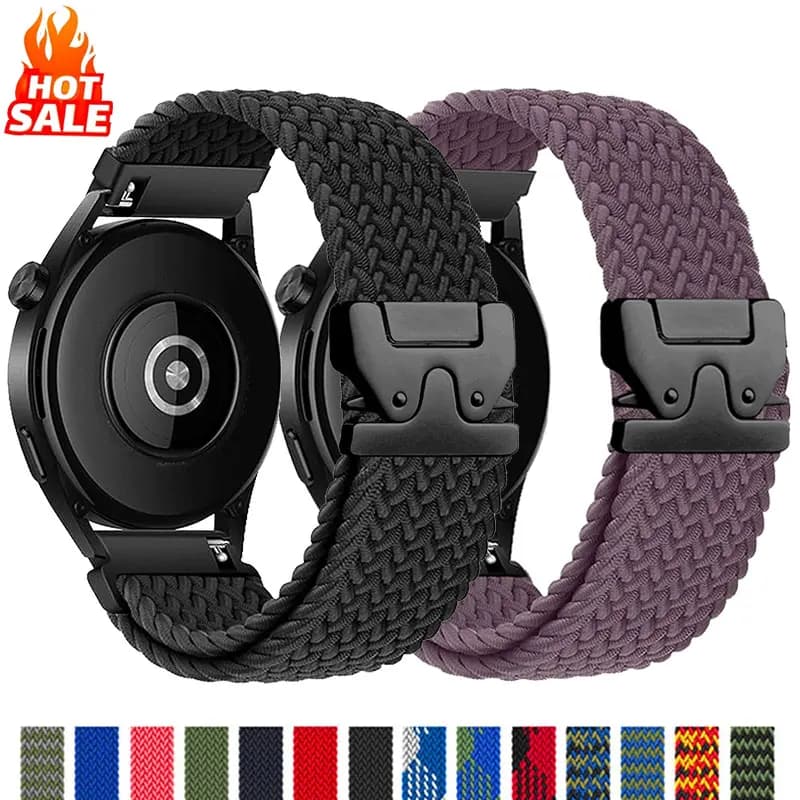 Cinturino intrecciato Solo Loop per Galaxy Watch 7/FE/6/5/pro/4/Classic/attivo 20mm 22mm Bracciale correa Huawei Watch GT 2 3 pro 4 Band