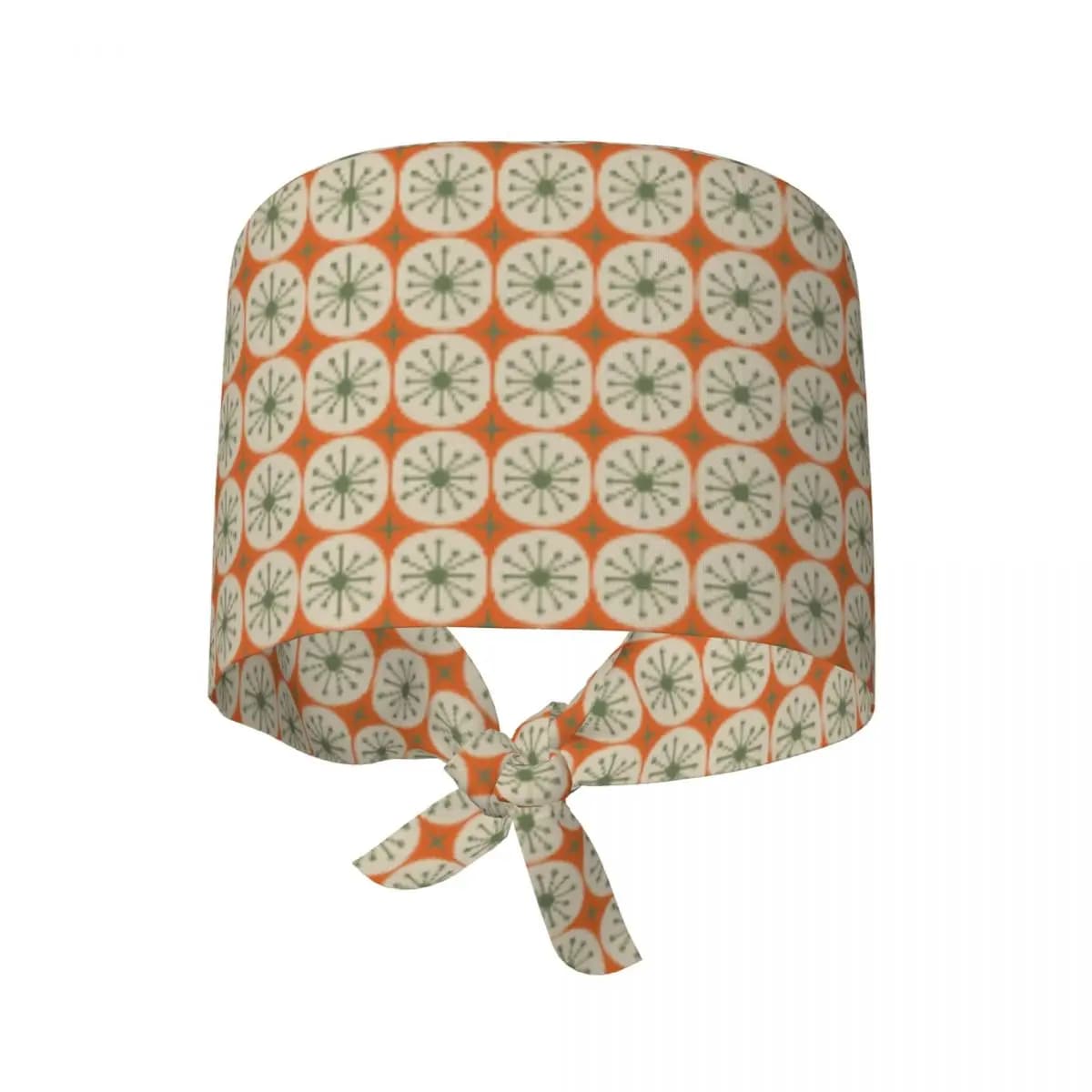 Cappello Chirurgico Moderno Stile Mid-Century con Punti e Stelle, Verde Oliva e Beige, Regolabile per Medici, Infermieri e Dentisti