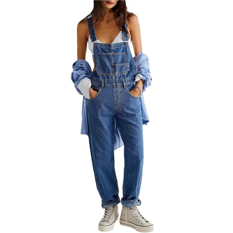 ABRT - Salopette da Donna in Denim con Bretelle Regolabili, Pantaloni in Jeans con Tasche, Tuta Trendy