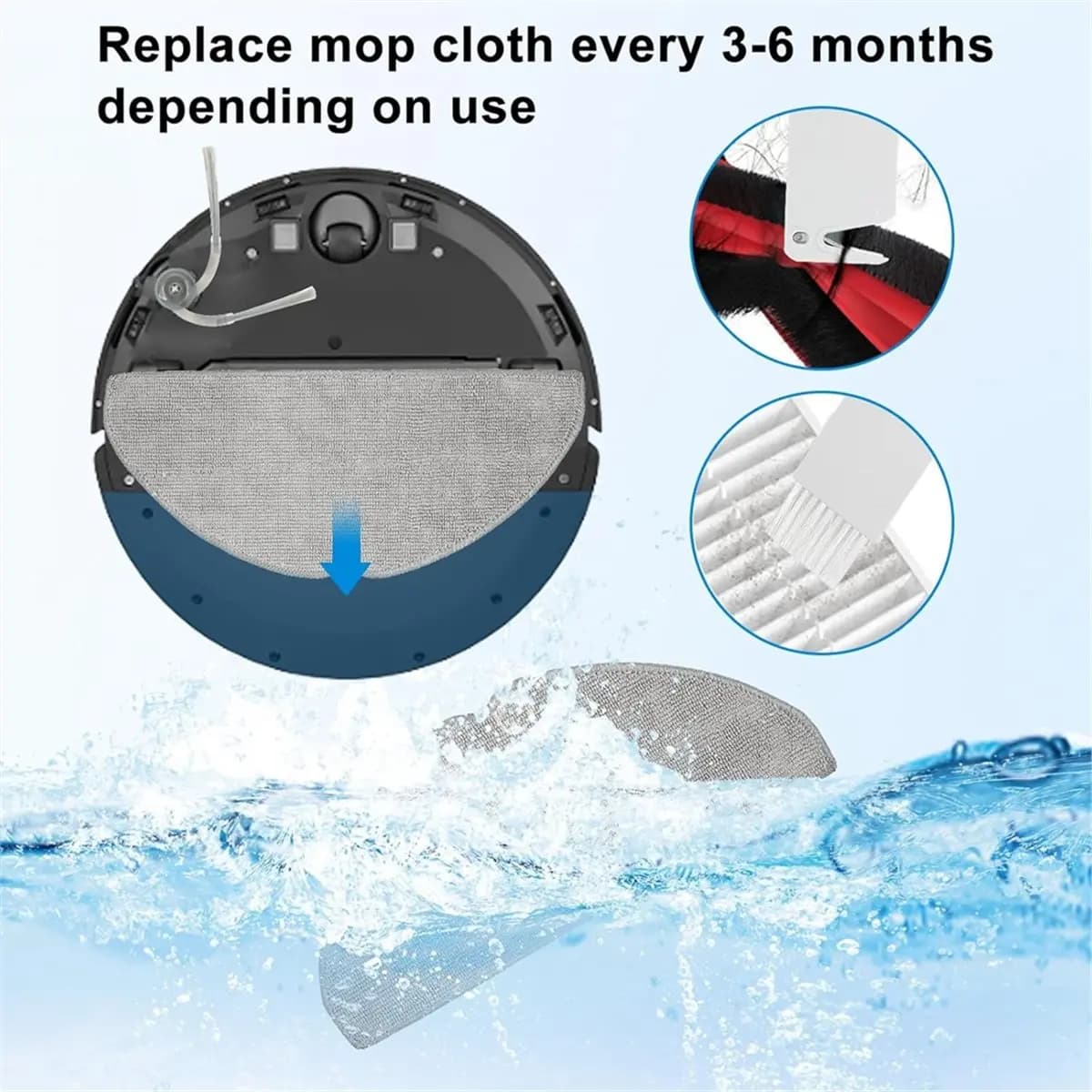 YDSC Spare Parts Kit for Robot Vacuum Cleaner Roborock Series Q7 M5/M5+, L5/L5+: Accessories, Main and Lateral Brushes, HEPA Filter, Washing Panels