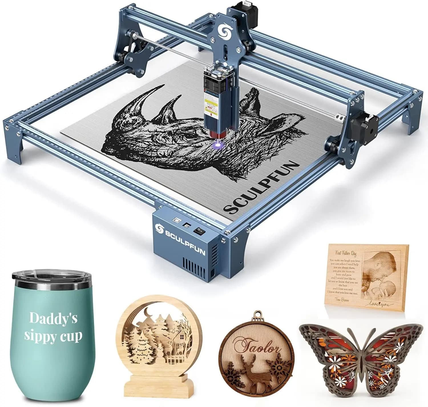 Laser Engraver SCULPFUN S9 Effect 90W High Precision CNC Laser Cutting and Engraving Machine Deep Cutting for Metal Acrylic Wood