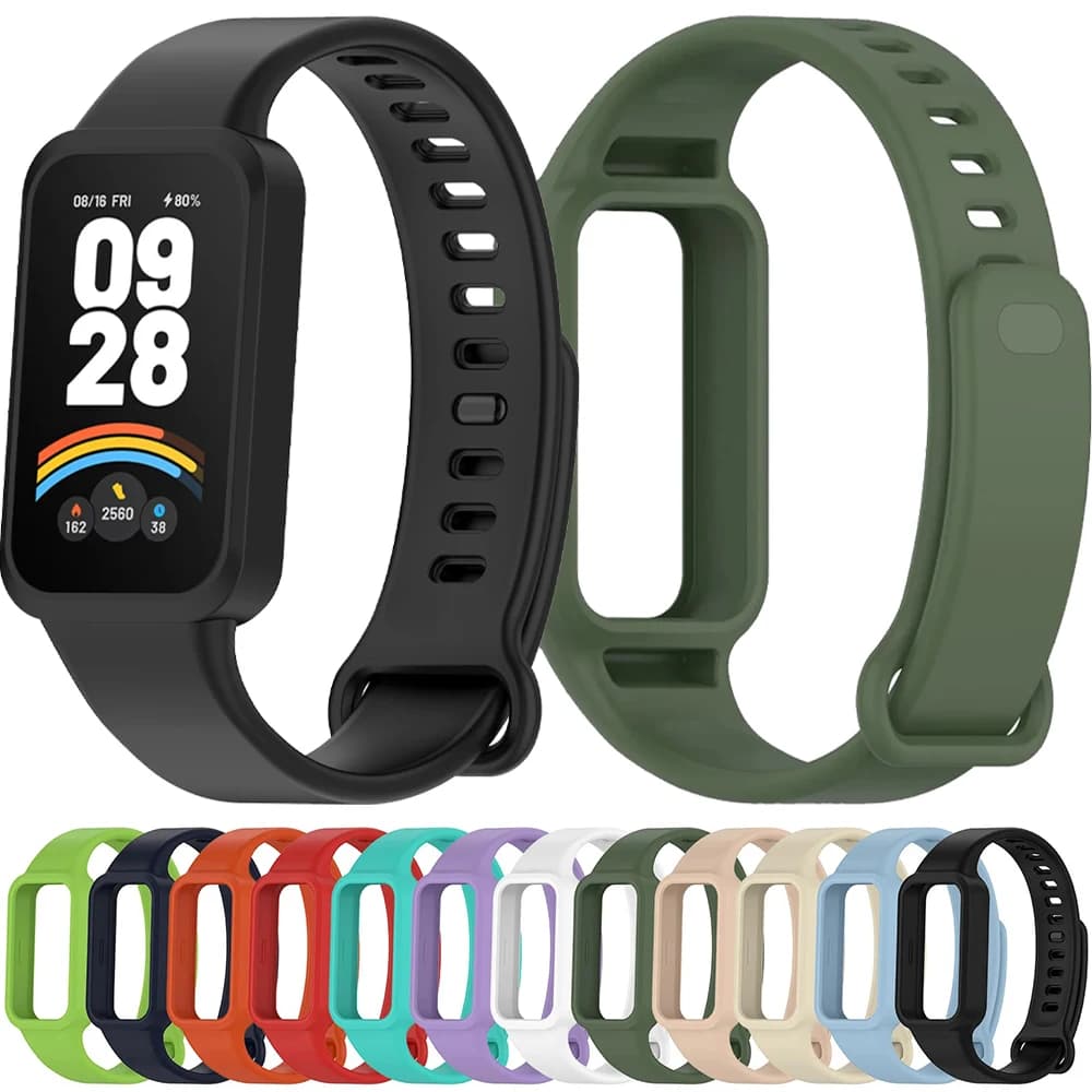 Silicone Strap for Xiaomi Band 9 Active Smartwatch All-inclusive Comfortable Breathable Bracelet Accessory for Redmi Band 3 Band