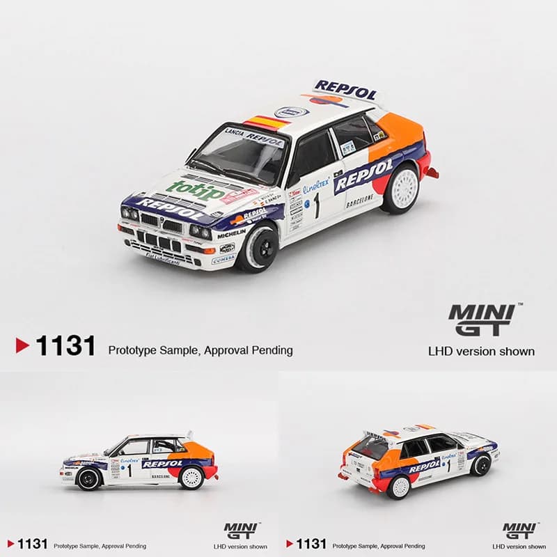 MINIGT 1131 1:64 Lancia Delta HF Integral Evolution # Modellino Auto in Scala del Rally di Montecarlo 1993, Collection of Toys