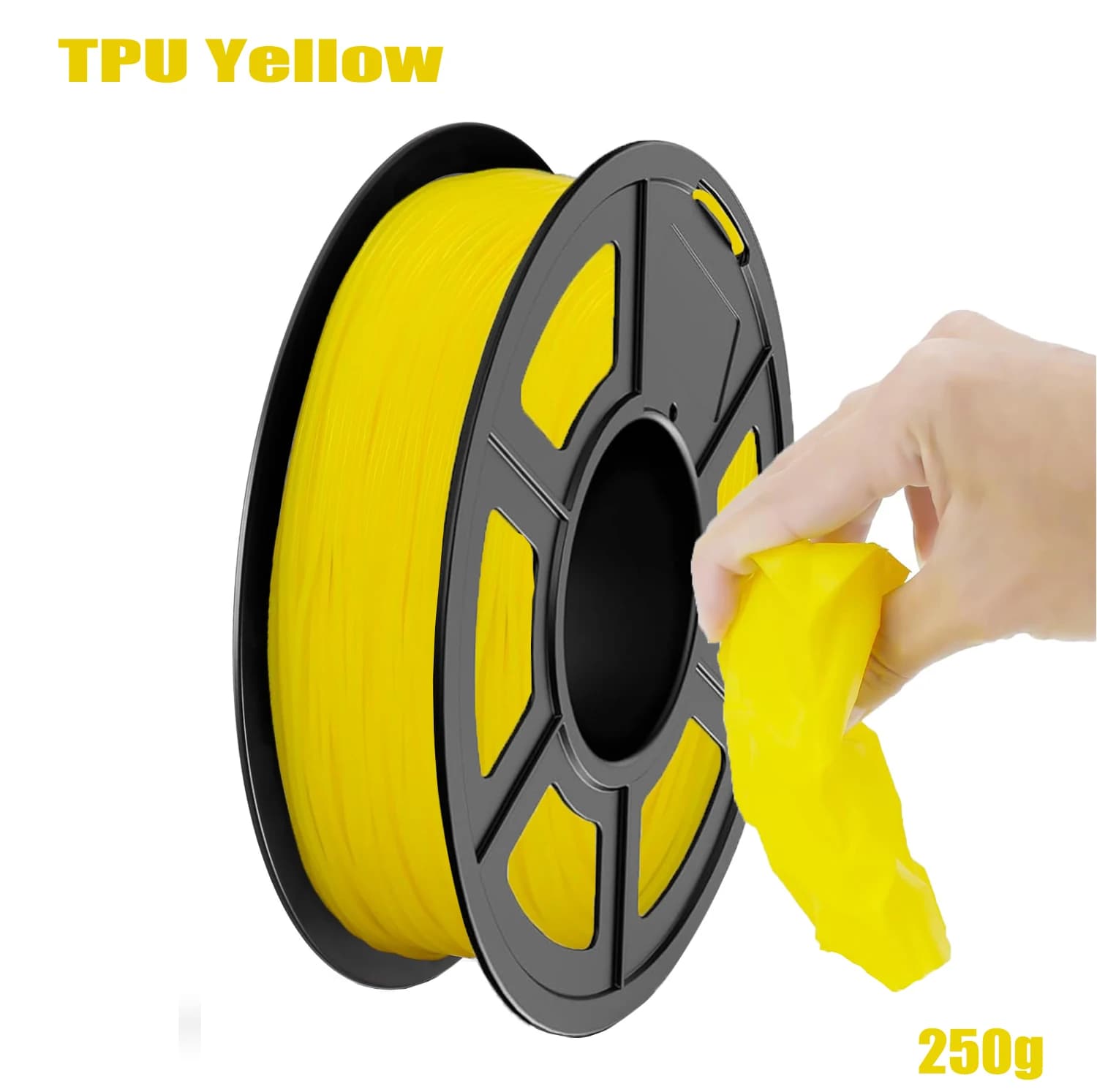Filament TPU 1,75 mm, soft filament for 3D 95 A printer, 250 g coil (0.55 pounds), suitable for most FDM printers (TPU yellow)