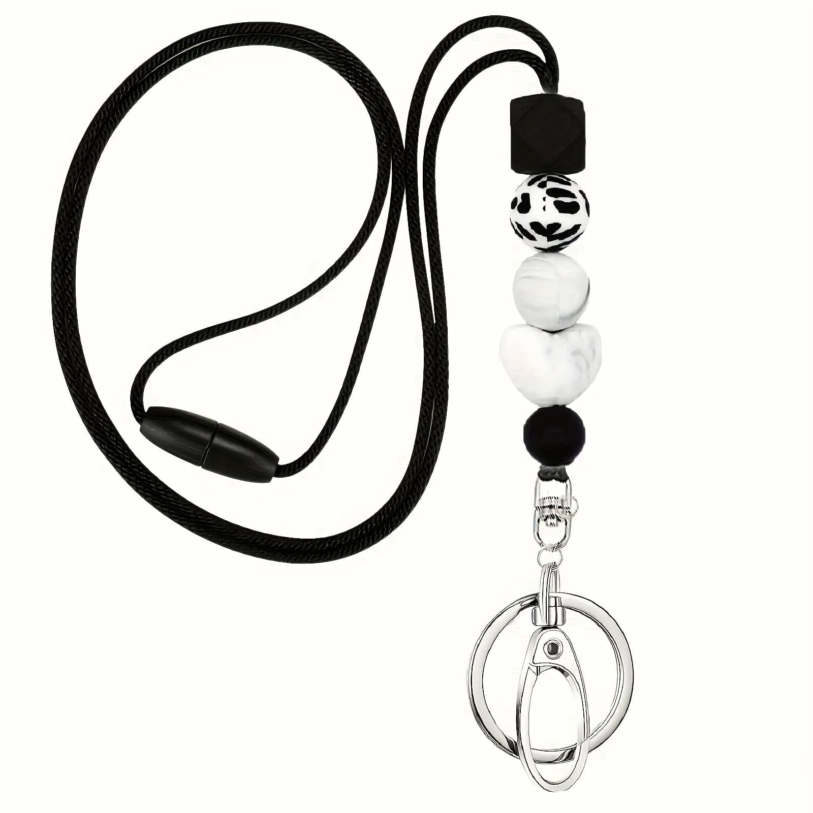 Perline in Silicone a cuore bianco cordino per insegnante staccabile per porta carte d'identità, chiavi, portachiavi, regalo per donne, insegnanti, uomini, studenti