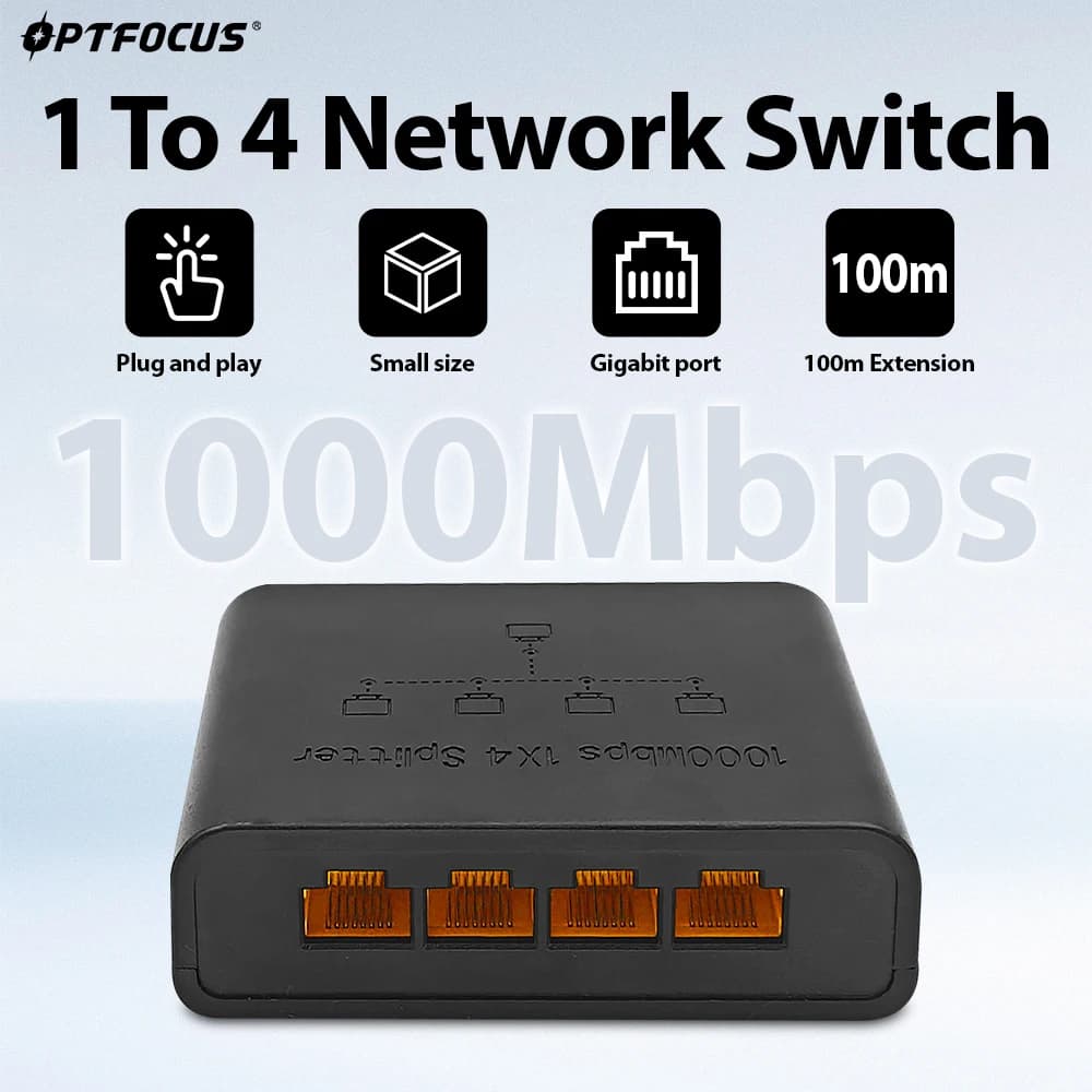 OPTFOCUS Switch di rete a 5 porte 1000Mbps da 1 a 4 connettori LAN Gigabit Ethernet RJ45 Splitter Adattatore per prolungamento cavo di rete