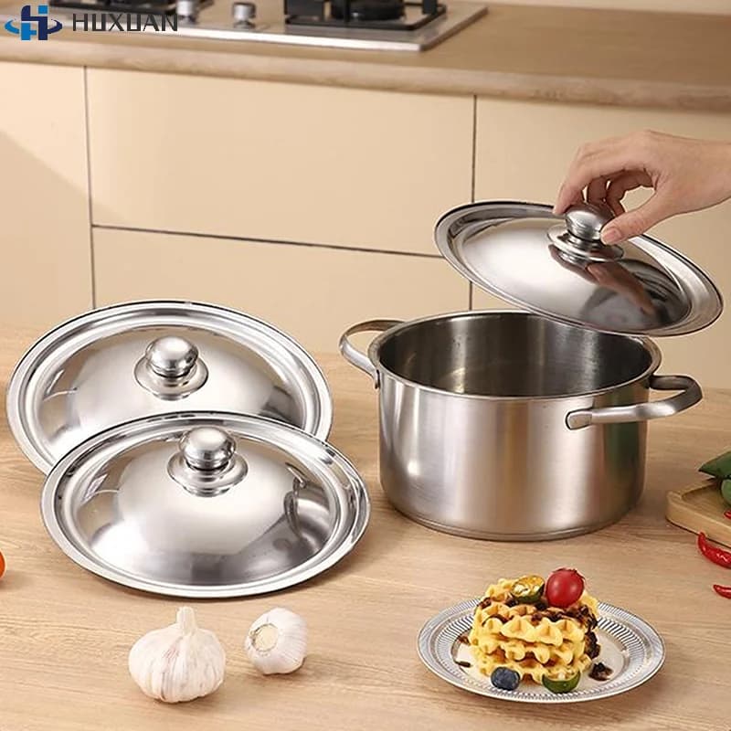 Coperchio per pentola rotonda in acciaio inossidabile da 10-32 cm Coperchio per padella di ricambio universale Bordo liscio Lavabile in lavastoviglie per padella Wok