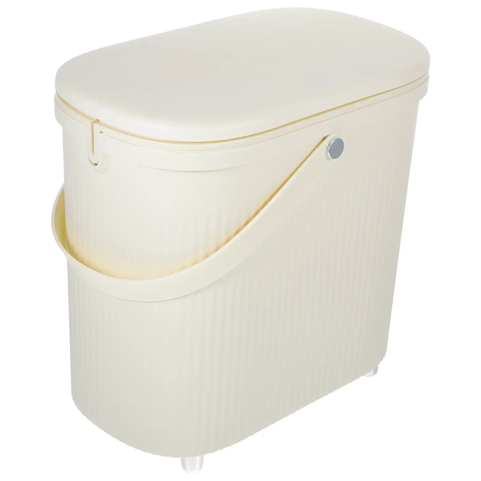 Slim Plastic Trash Bin with Lid Garbage Can Bathroom Kitchen Wastebasket Large Capacity Household Trash Container for Bedroom