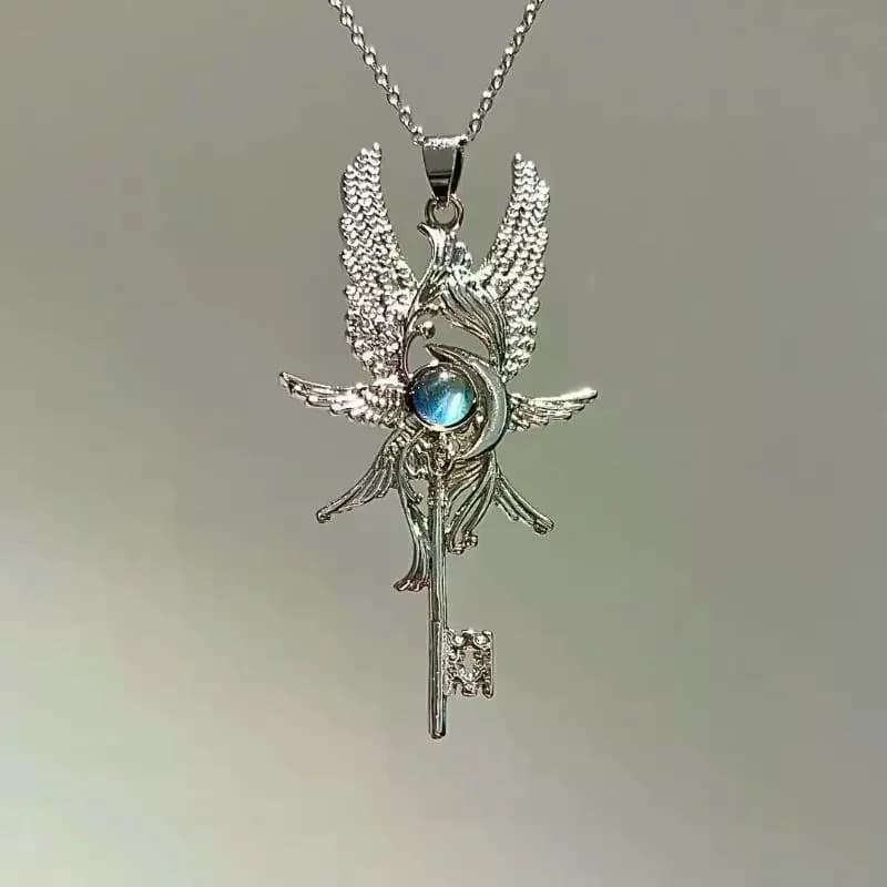 Collana con chiave a forma di luna, gioielli vintage, ciondolo a chiave, girocollo alla moda per donne e uomini, accessorio regalo