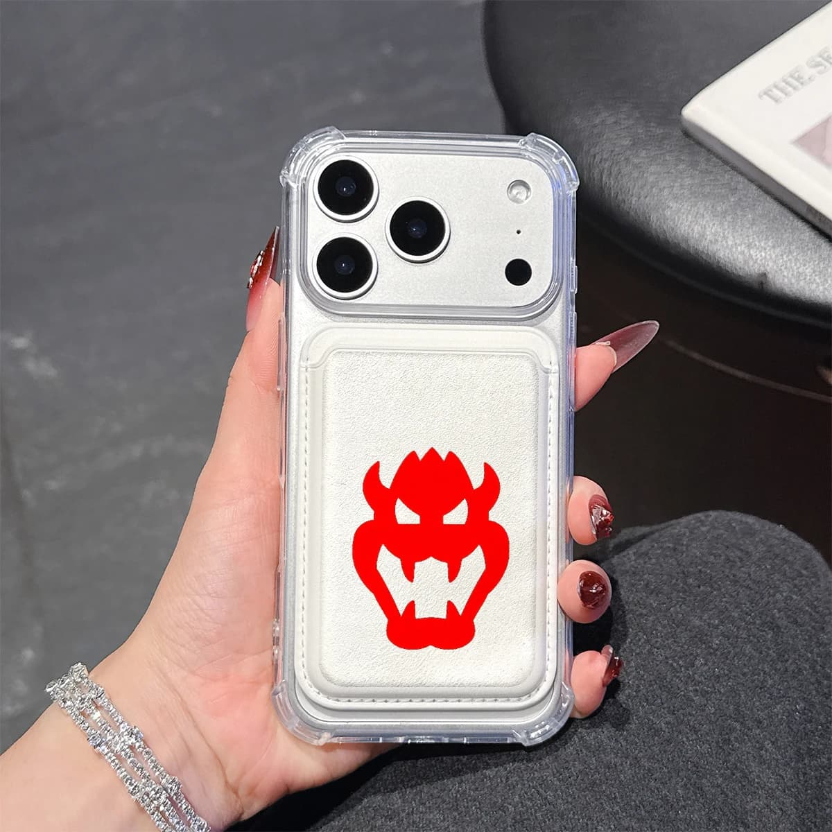 Red Monster Silhouette Phone Case For iPhone 17 16 15 14 Pro Max Plus Wallet Pocket Transparent Soft TPU for Magnetic Phone Case