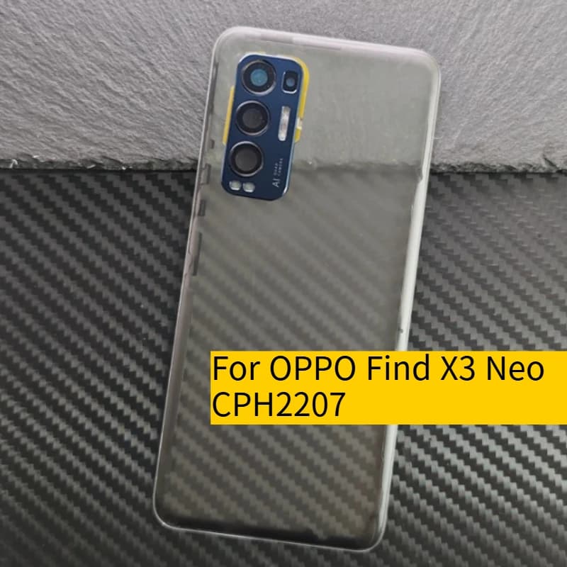 Transparent Glass Battery Back Cover For OPPO Find X3 Neo CPH2207Housing Door Panel Case With Camera Lens