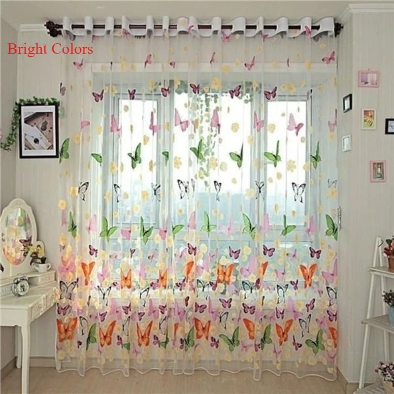 1/2 window curtain set with butterfly print with auction pocket, new beautiful vertical curtains for large screens