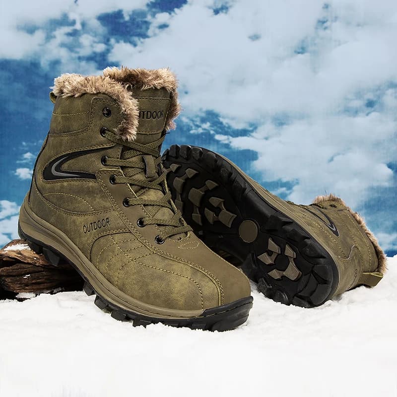 Winter Warm Fur Outdoor Boots Mens Plus Size 47 48 Hiking Shoes for Men Brand Designer Trekking Boots Man Anti Slip Walking Shoe
