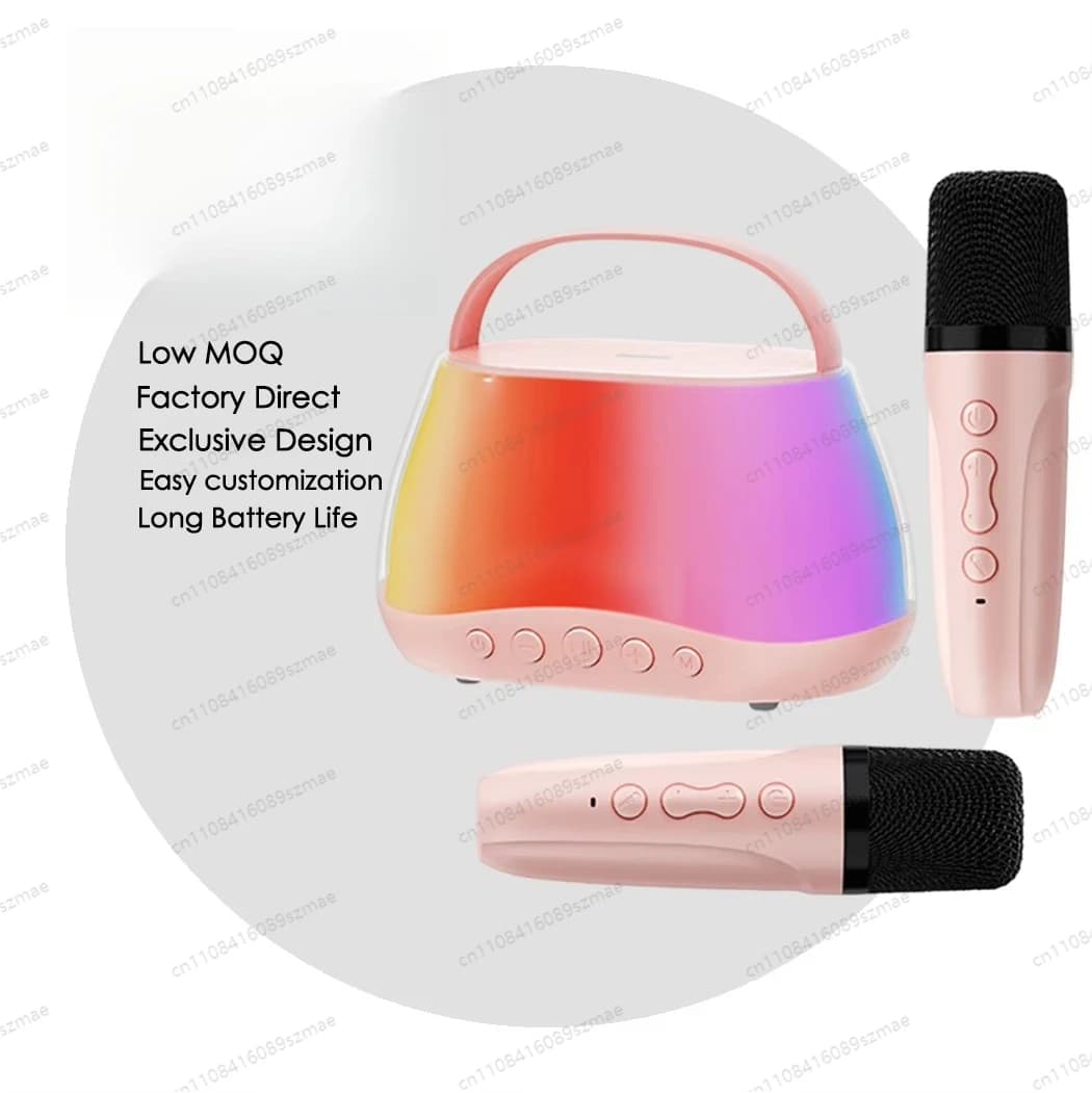 Altoparlante Bluetooth LED colorato con microfono per karaoke, macchina per cantare senza fili per bambini e famiglia, spettacolo di luci portatile per feste