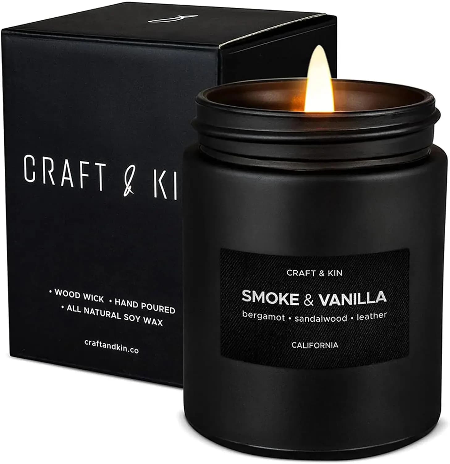 Black Perfume Candle for Men | Candle in Long-Term Soy Cera, 45 Hours of Combustion, 7.6oz | Gifts for the House with Aromatherapy