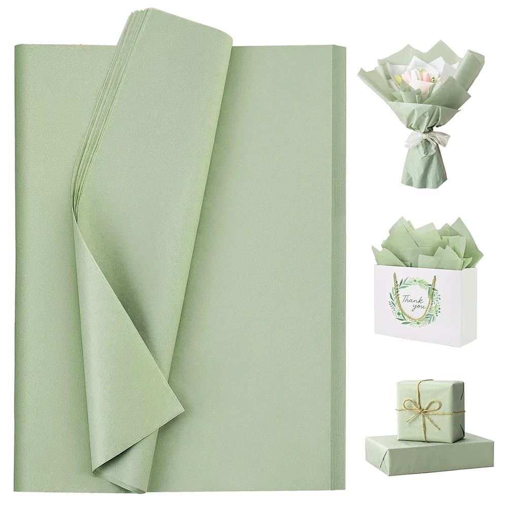 36PCS Sage Green Tissue Paper 70X50CM Wrapping Paper Tissue Paper for Gift Bags, Thin Gift Wrap Paper Bulk for DIY Crafts Gift
