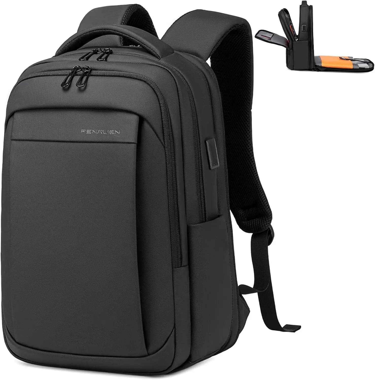 Expandable Travel Backpack, Water Resistant Laptop Bag 15.6" with USB Charging Port
