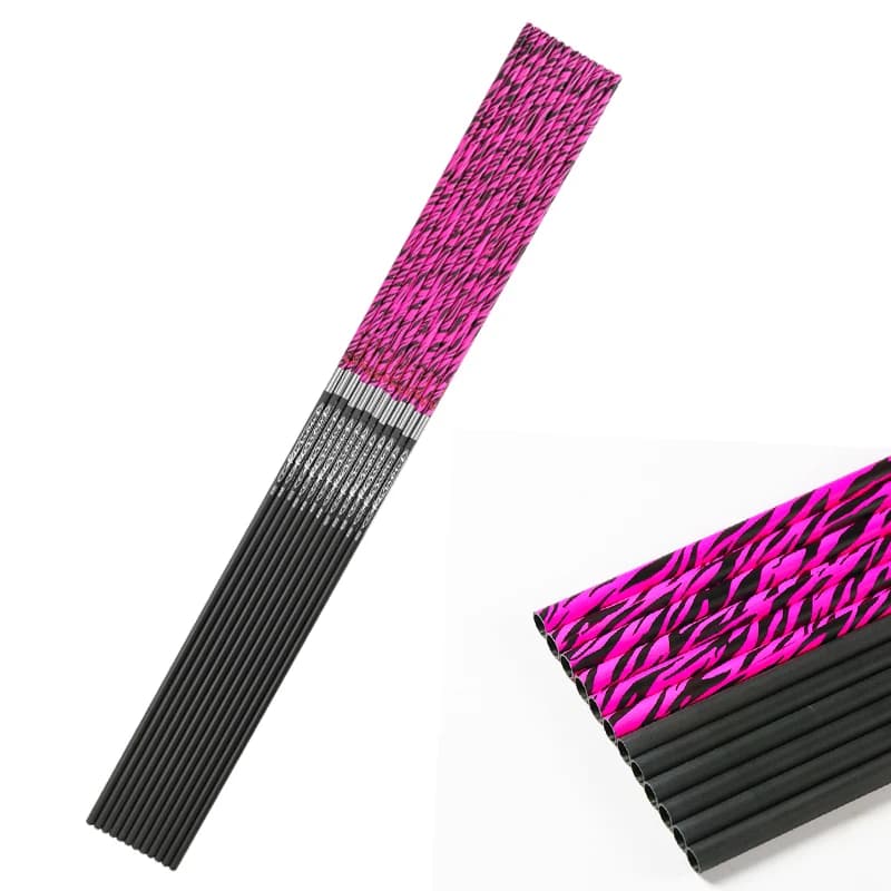 Pinals Archery Carbon Arrows 300 340 400 500 600 Spine 30 32Inch Shafts for Compound Bow Recurve Hunting Target Pink Camo