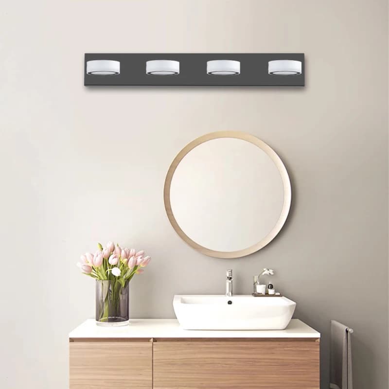 Lampada da Parete Moderna a 4 Luci LED da 29 Pollici, Elegante Applique Nera per Specchio, Doccia e Arredo Bagno