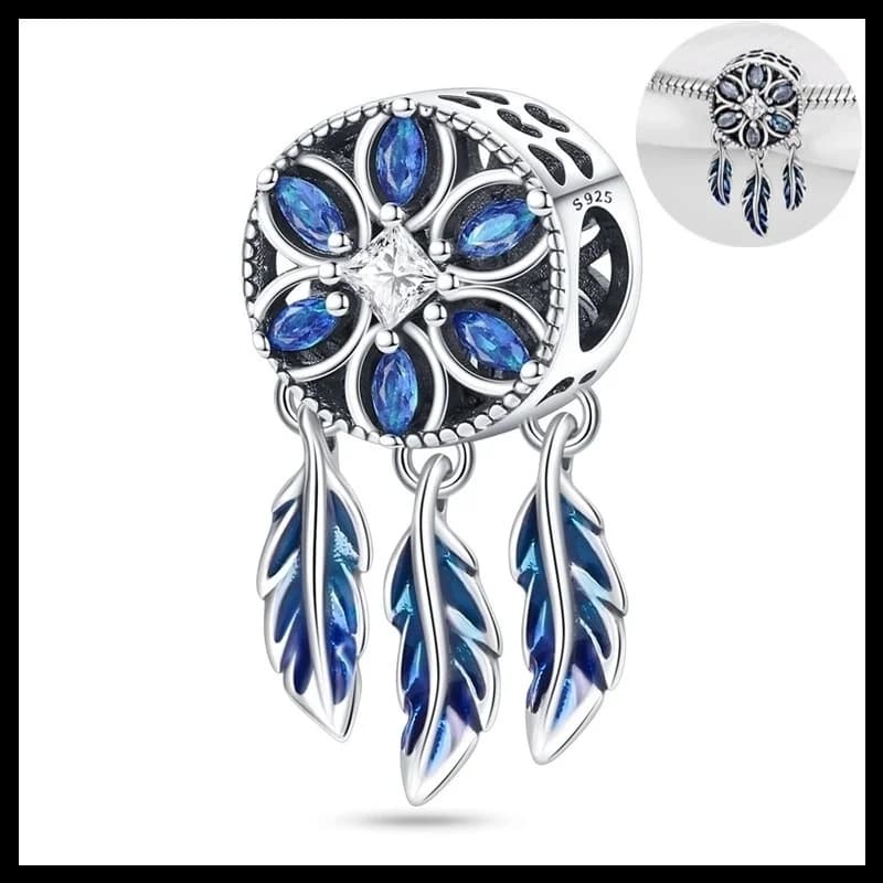 Original 925 sterling silver Dreamcatcher Charms Pendant Fit DIY bracelet necklace Gift for Her，Colgante Plata