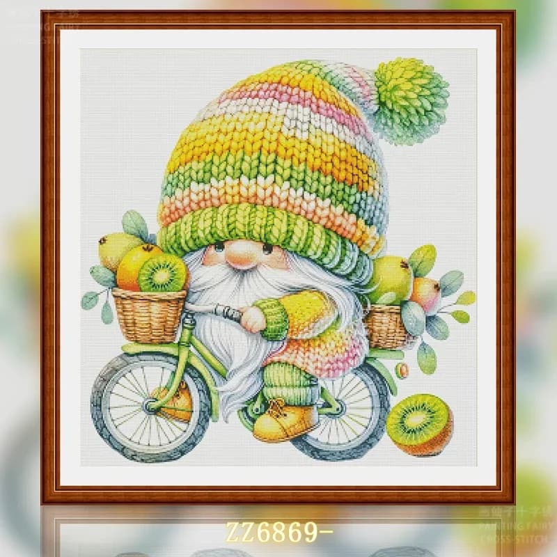 11CT 14CT 16CT DIY Stamped Cross Stitch Kit with Printed Canvas and Cotton Threads Embroidery Needlework Set【ZZ6869- Kiwi Dwarfs