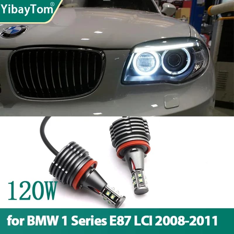 Per BMW Serie 1 E87 LCI 116i 116d 118i 118d 120i 120d 123d 130i 2008-2011 120W H8 LED BMW Angel Eyes Anello Marker Lampadine