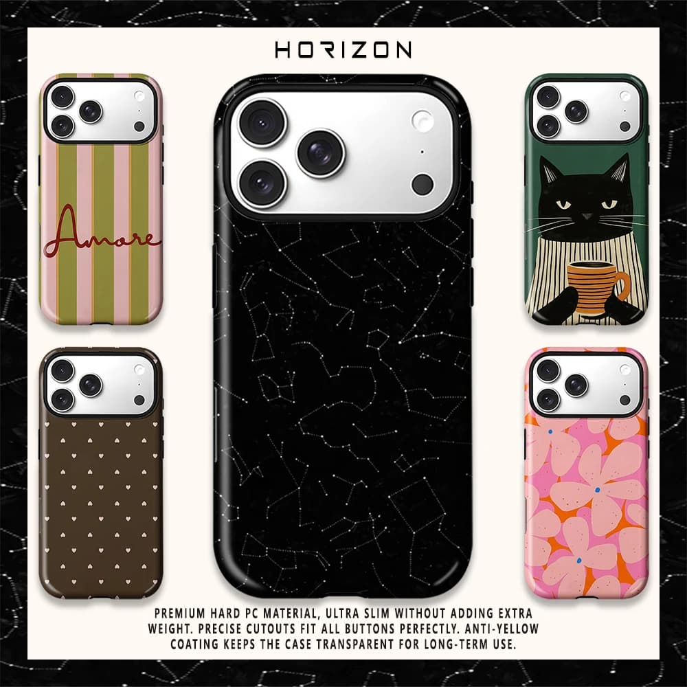 Dark Blue Hearts On Light Blue Glossy HD Phone Case For iPhone 17 16 15 14 Plus 13 Pro Max Film 2-in-1 Shockproof Cover