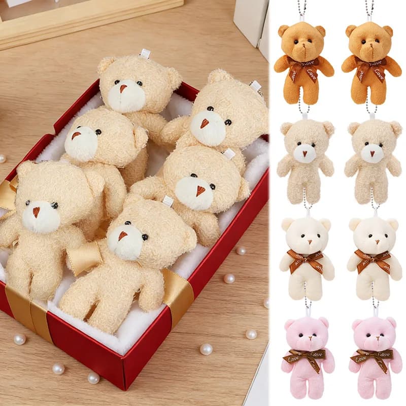 5 orsacchiotti di peluche per baby shower, mini orsetti portachiavi, mini orsetti per regali di compleanno, bomboniere, confezione regalo di Natale