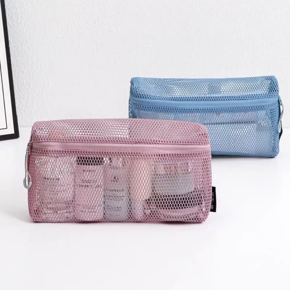 Casual Nylon Storage Pouch With Zipper Hand-held Cosmetic Bag Multipurpose Mesh Mesh Pouch Travel