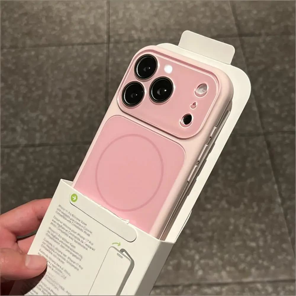 Original Liquid Silicone Magnetic Case for iPhone 17 16 15 14 13 Pro Max 17Pro with Glass Lenten Protection and Soft Rear Cover Compatible with MagSafe