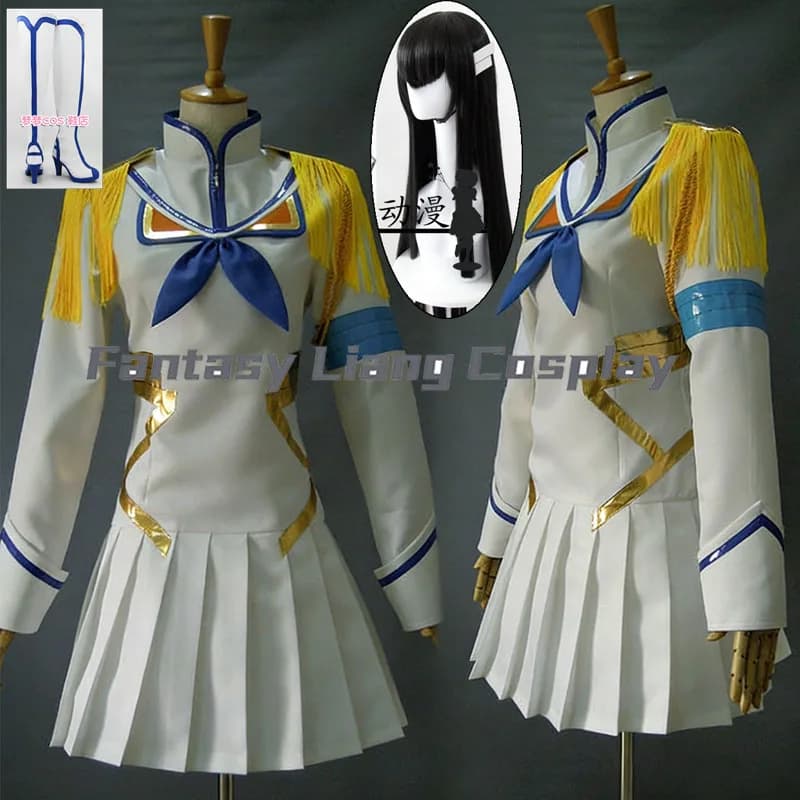 Cosplay costume Anime Satsuki Kiryuin KILL, wigs, boots, uniform, Halloween carnival party for women, custom size