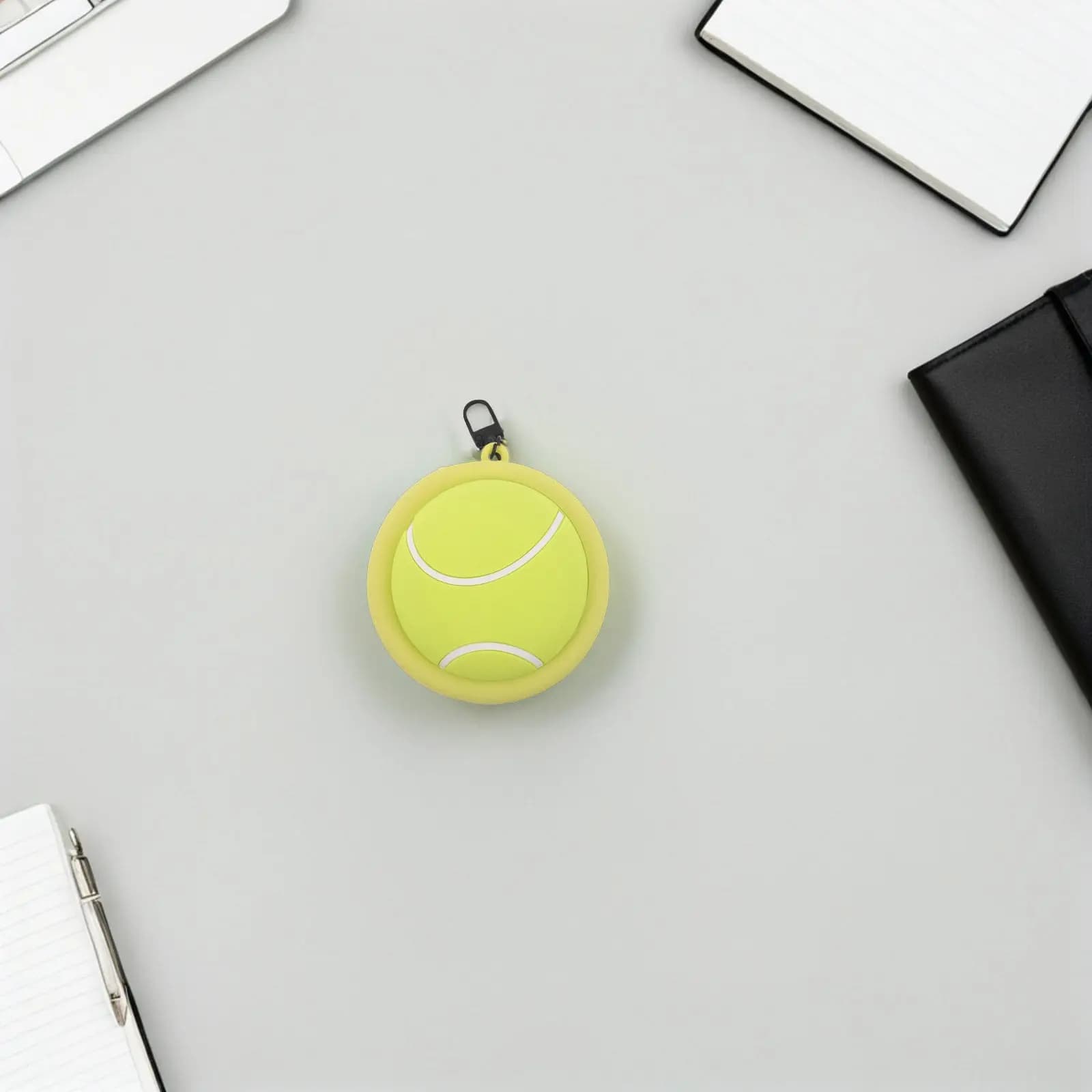 Mini Tennis Wallet Silicone Coin Purse Zipper Earbud Case Portable Waterproof Sweatproof Sports Pendant for Keys Cash Travel