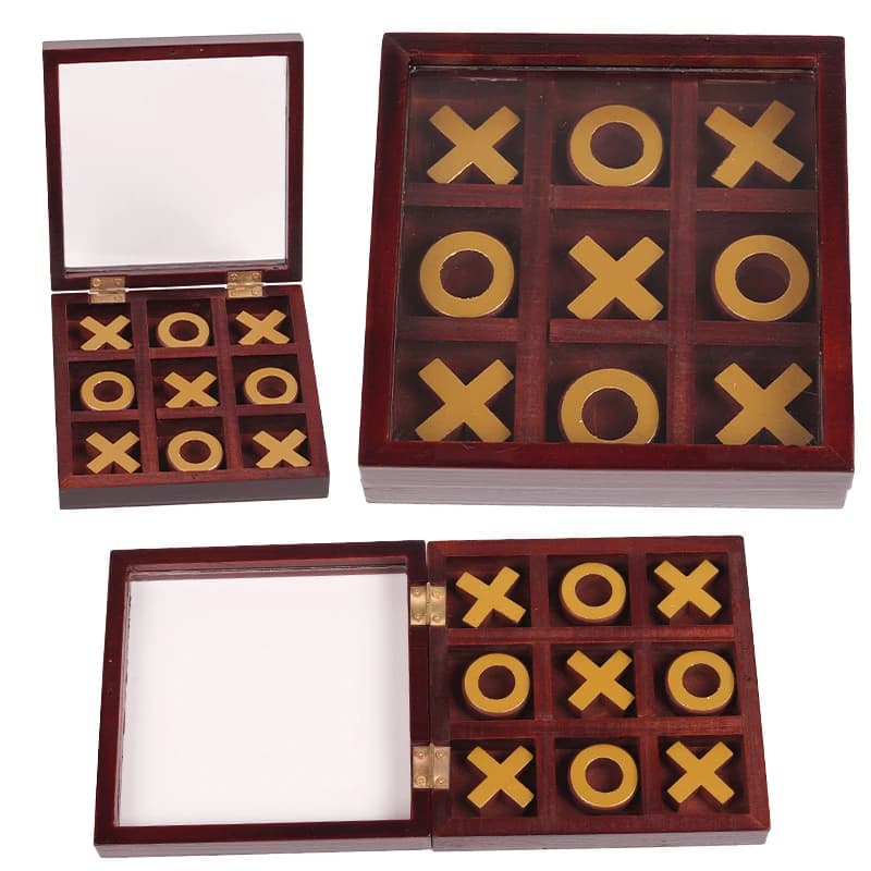 Divertente Tic Tac Toe Scacchiera Interazione familiare Gioco da tavolo in legno XO Scacchi Puzzle educativo Tabellone Nought And Croci Set da festa