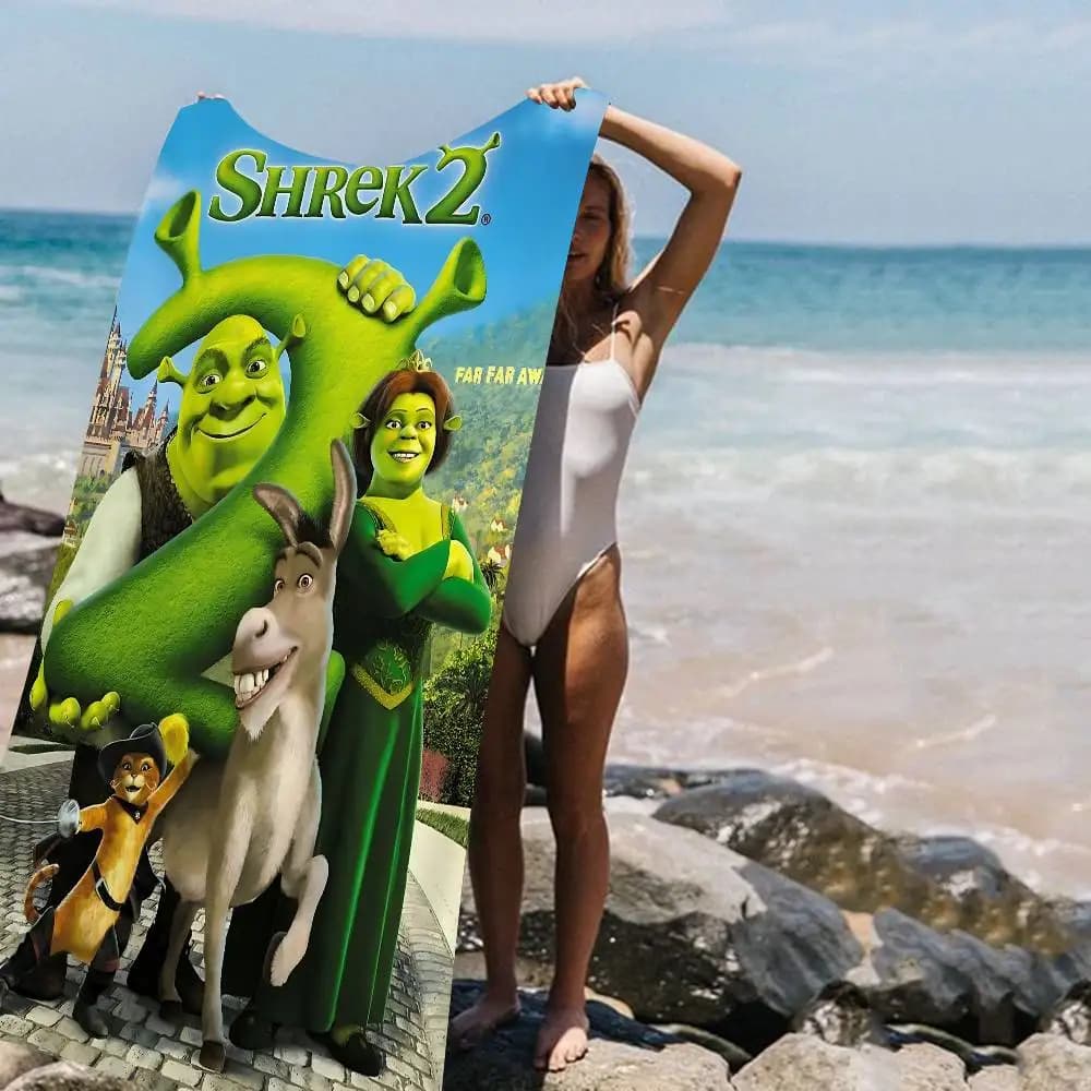 Asciugamani da Spiaggia in Microfibra Classici e Carini con Motivo S-Shrek, Asciugatura Rapida, per Spiaggia, Piscina, Viaggi, Nuoto e Yoga