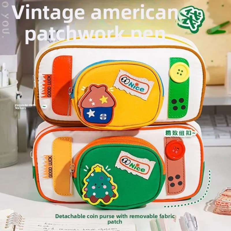 Cross-border christmas pencil case, cute and high-value ins style, large capacity stationery box, primary and junior high