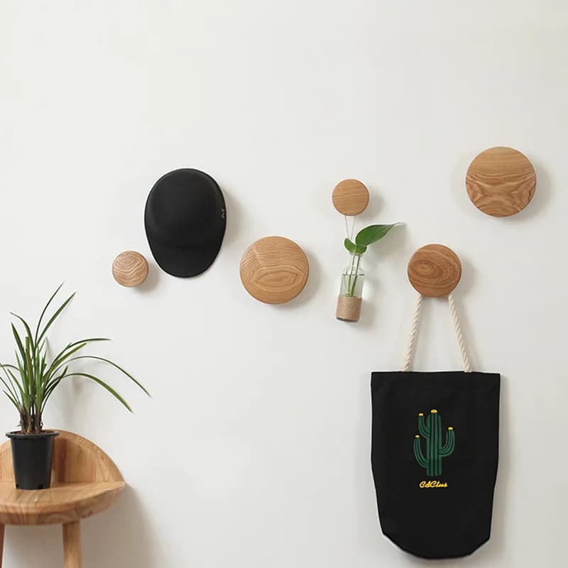 Nuovo Appendiabiti da Parete in Legno Massello a Forma di Fungo, Ganci Rotondi Creativi per Camera da Letto, Portico, Porta, Decorazione Murale, Appendi Asciugamani e Vestiti