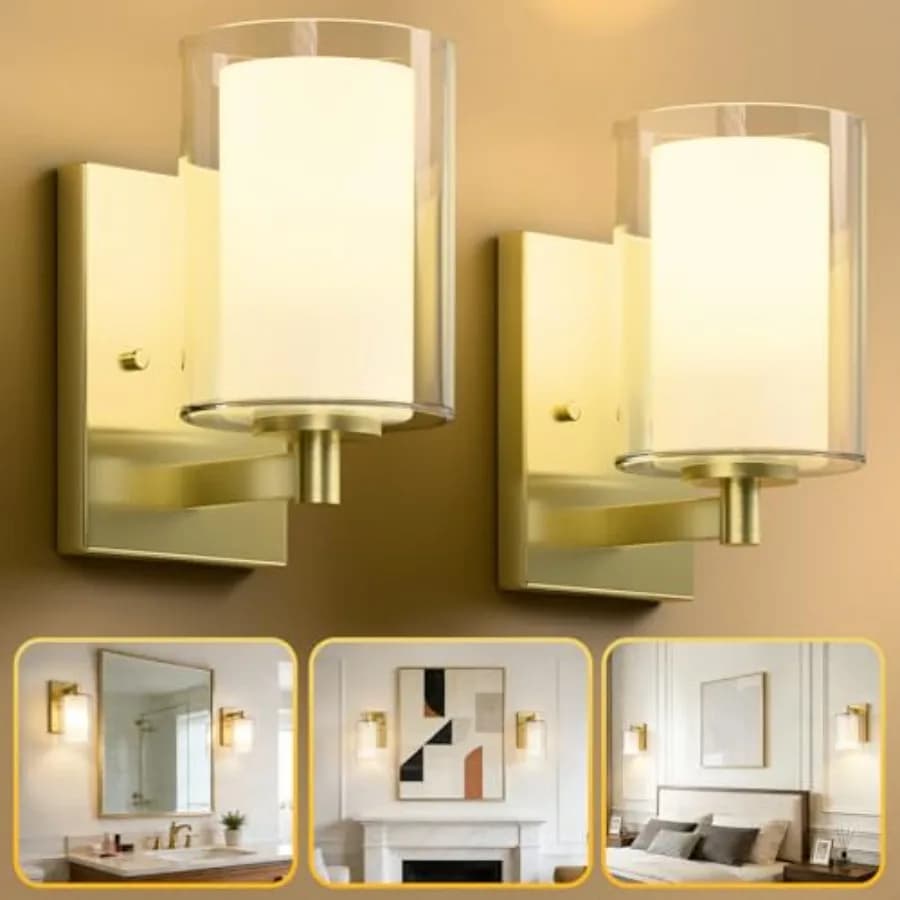 Set di due applique da parete per bagno, camera da letto, soggiorno, corridoio, scala interna e specchio, stile rustico moderno, illuminazione per vanità
