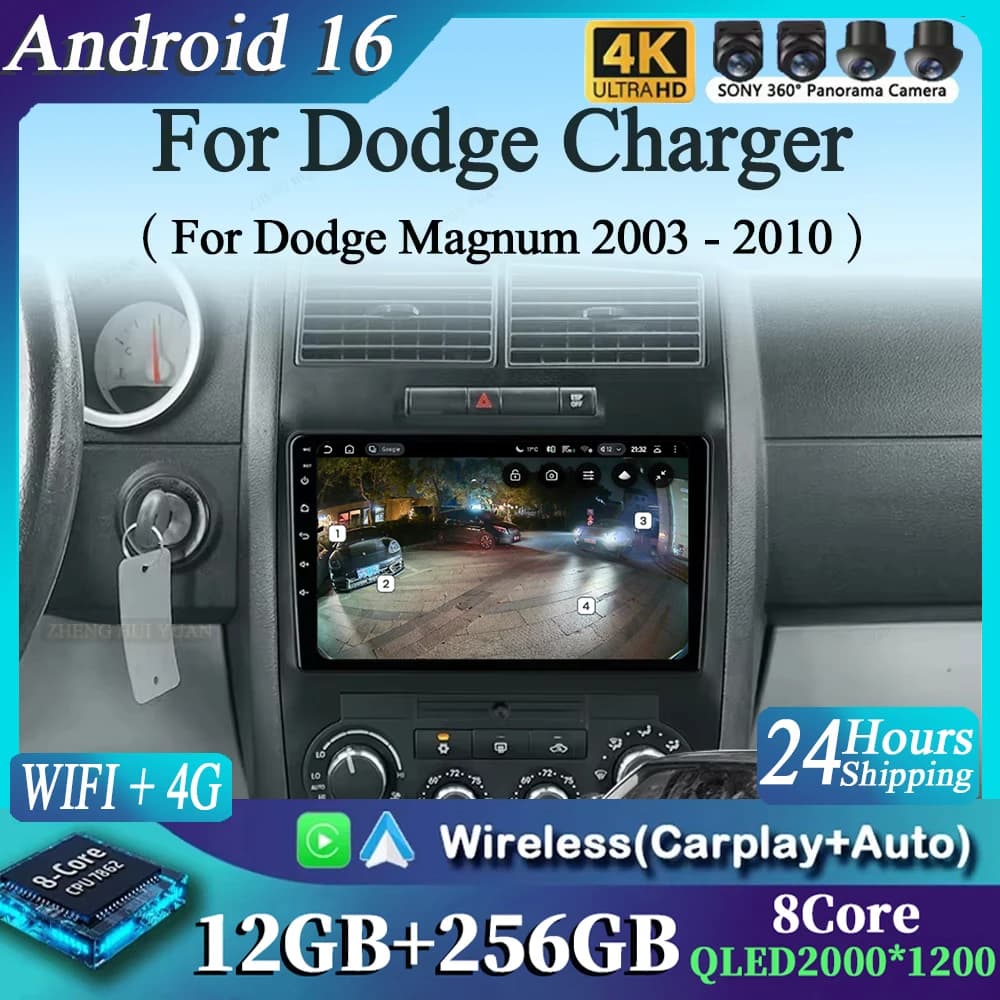 Autoradio Android 16 CarPlay con Navigazione Multimediale e Video per Dodge Charger 2005-2010 e Dodge Magnum 2 20