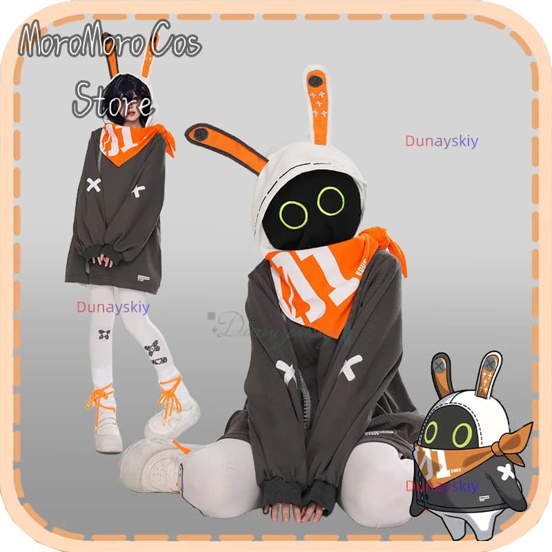 Gioco Zenless Zone Zero Bangboo Eous Cappotto con cappuccio Costume cosplay Abiti quotidiani Cappello con orecchie di coniglio Sciarpa Vestito di carnevale per feste di Halloween