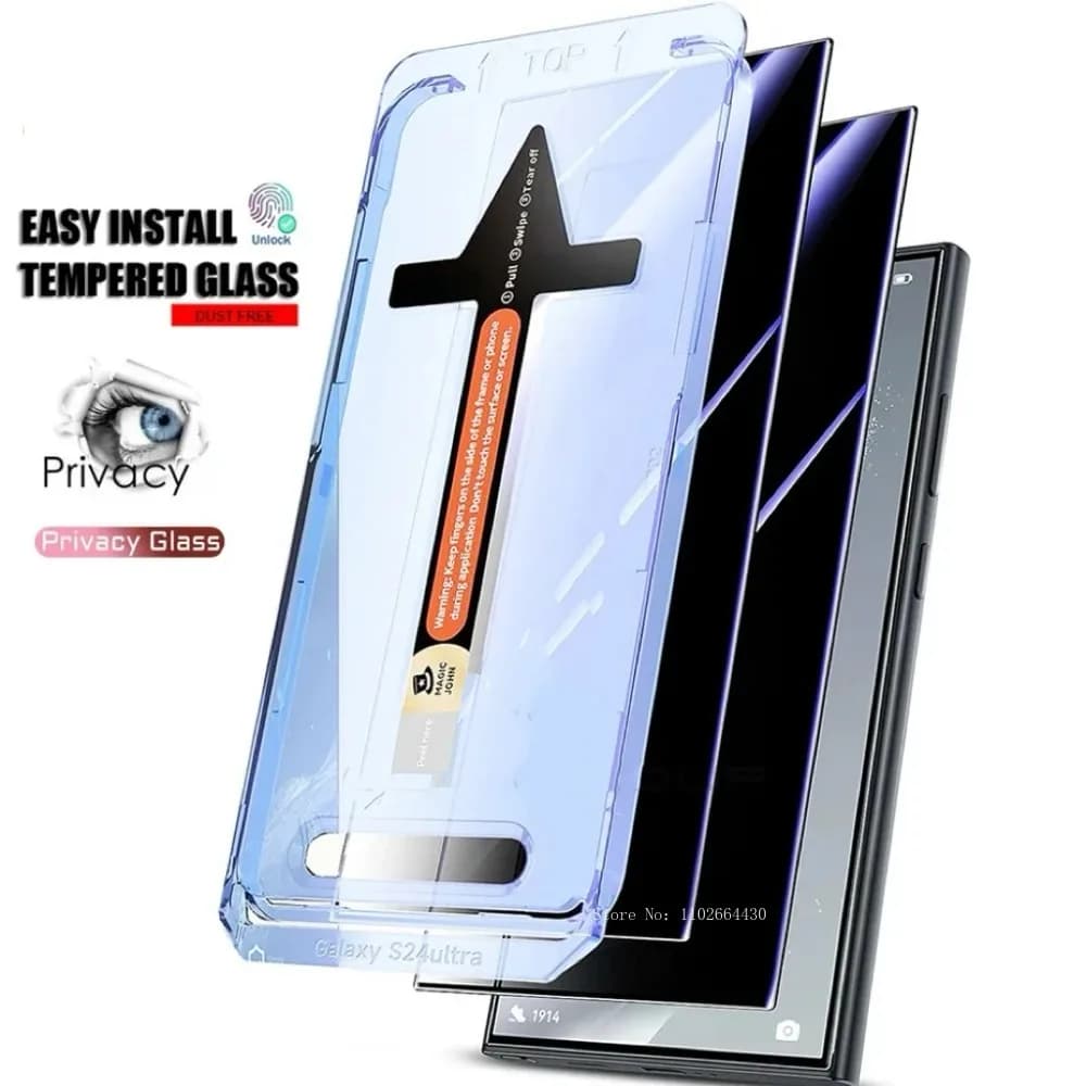Installazione con un clic Proteggi schermo a copertura totale per Samsung Galaxy S23 24 22 Ultra 21plus S21 20 FE 5G Vetro temperato per la privacy