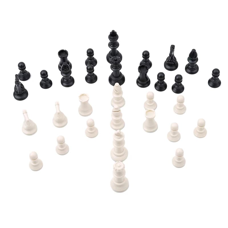 Set di Scacchi Completo da 32 Pezzi in Plastica, Scacchiera Internazionale Bianca e Nera, Accessori per Intrattenimento