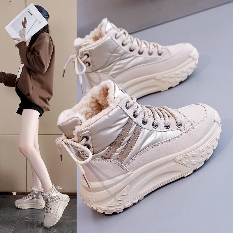 2025 Nuove donne invernali Stivali invernali in peluche con suola spessa Stivali da neve da donna Scarpe in cotone con plateau Scarpe da ginnastica Zapatillas Deporte