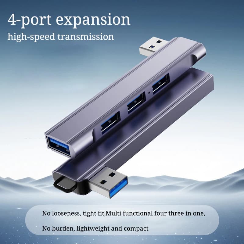 Splitter HUB USB per laptop Prolunga in alluminio con flessione laterale a quattro porte per PC portatile da ufficio