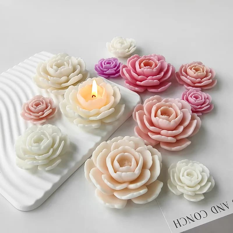 Fragranza di camelia Candela profumata Stampo in silicone Fiore Gesso Ornamento Stampo in resina epossidica Candela fai da te Forniture per la casa