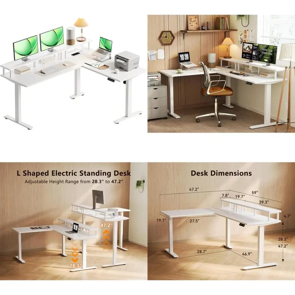 59 inch height adjustable electric desk with monitor support and current socket