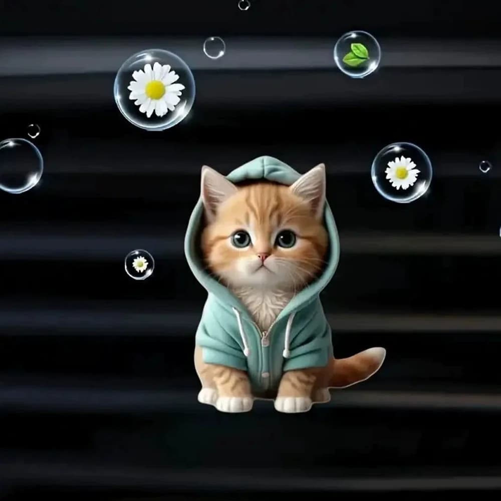 1PC Hoodie Kitten Finished Ventilating Clip Car Decoration Aromatreatment Acrylic Accessories