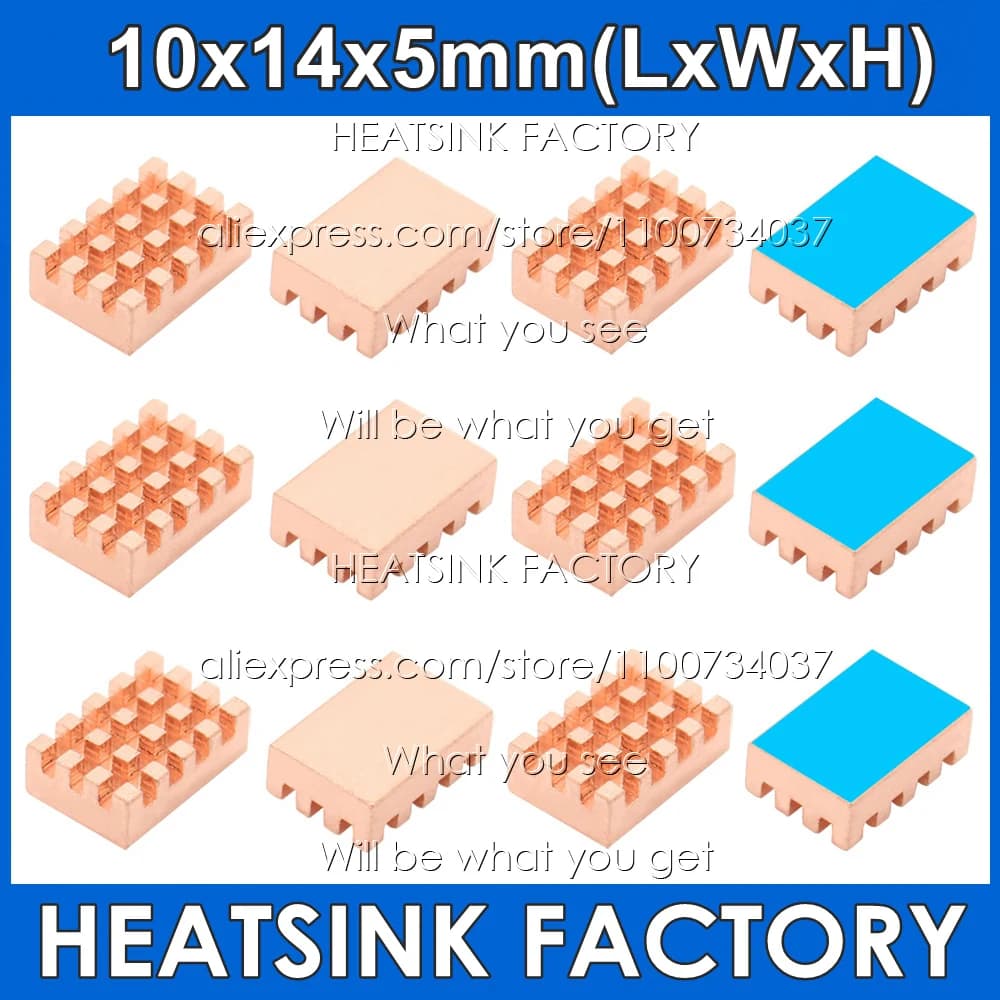 10x14x5mm pure copper heat sink with thermal cooling Pad for Banana Pi Raspberry Pi IC RAM CPU