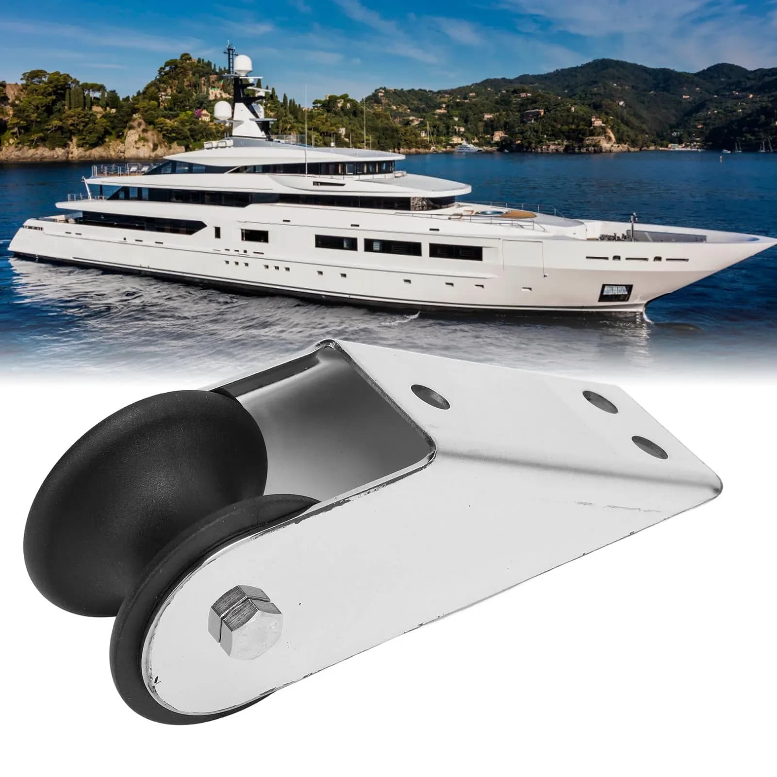 Rullo di ancoraggio per prua per barca in acciaio inossidabile 304 – Staffa antigraffio e a bassa attrito per yacht (facile installazione, durevole)